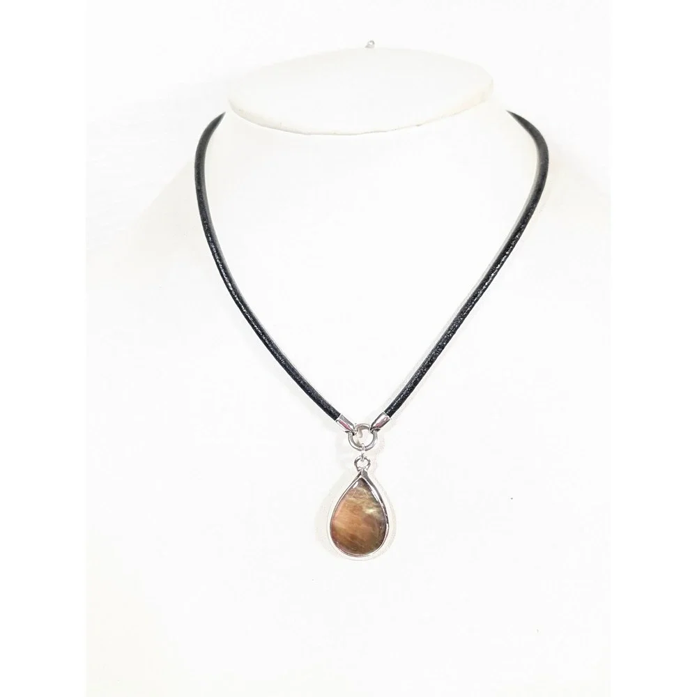Lia Sophia De Orse Necklace Abalone Shell Teardrop Pendant 19